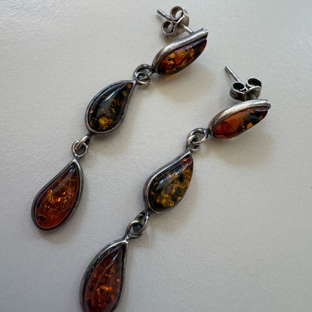 Elegant Amber Drop Earrings